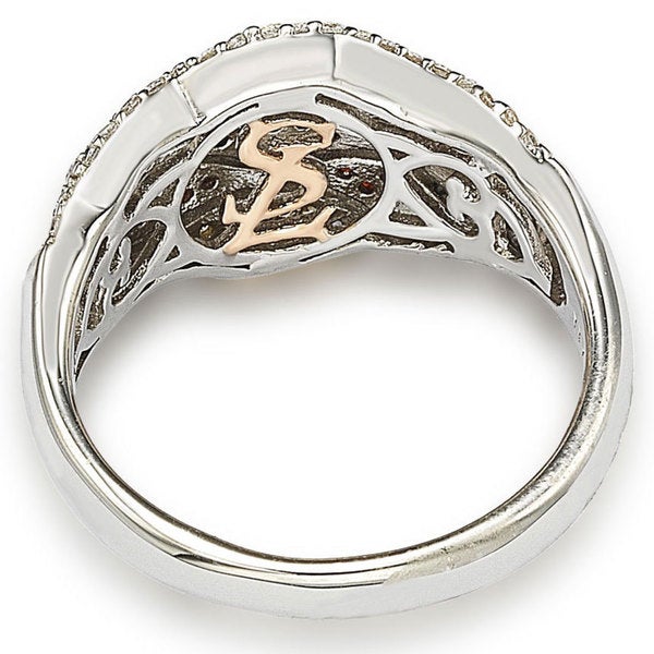 Suzy Levian Cubic Zirconia Sterling Silver Multi-Color Wave Ring