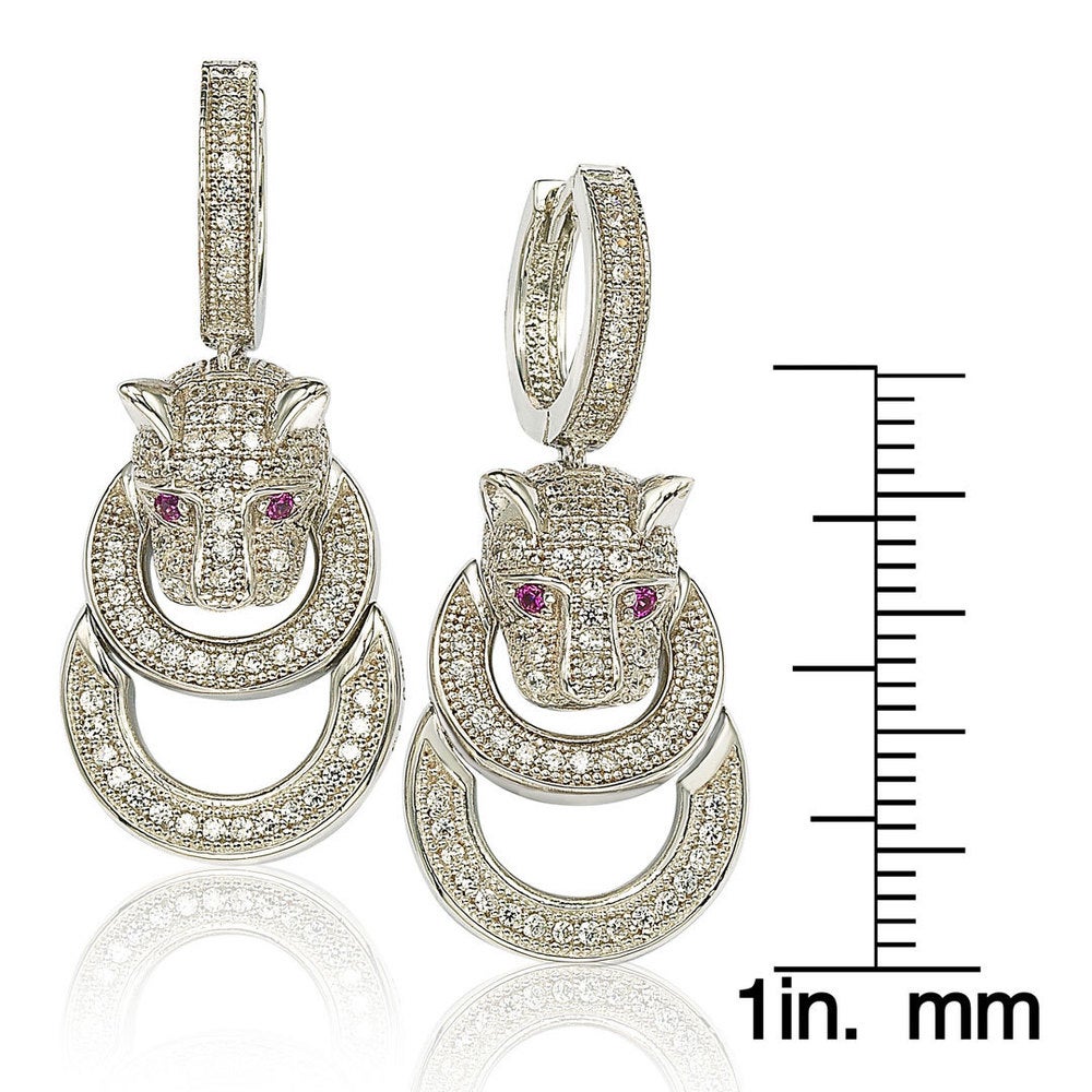 Suzy Levian Cubic Zirconia Sterling Silver Tiger Earrings
