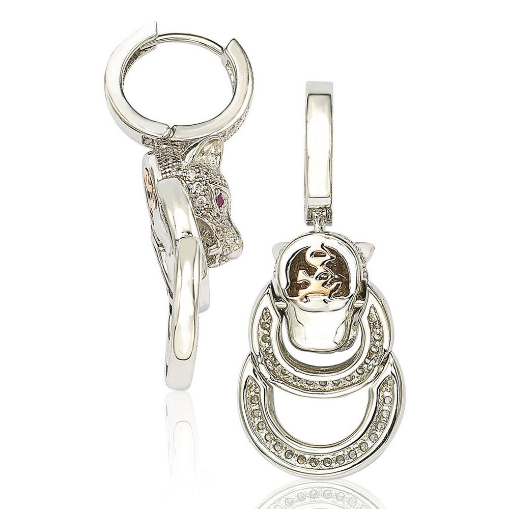 Suzy Levian Cubic Zirconia Sterling Silver Tiger Earrings