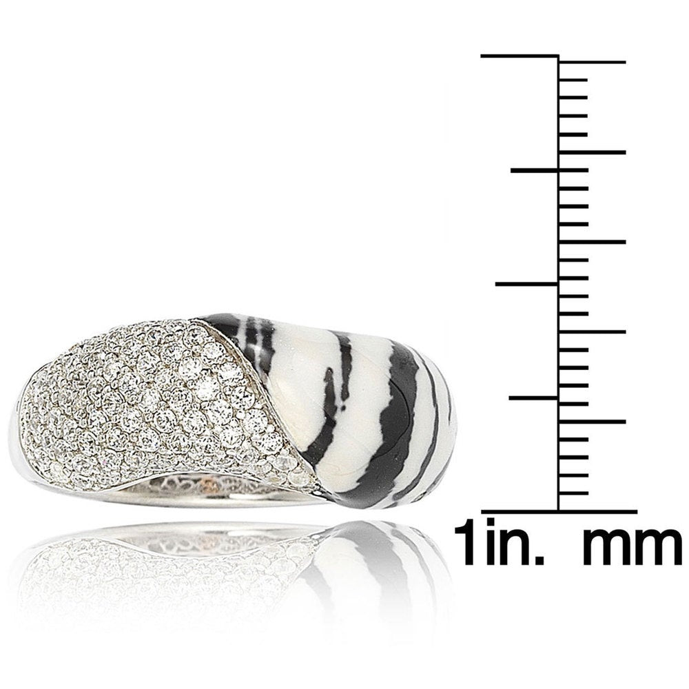 Suzy Levian Cubic Zirconia Sterling Silver Pave & Animal Print Ring