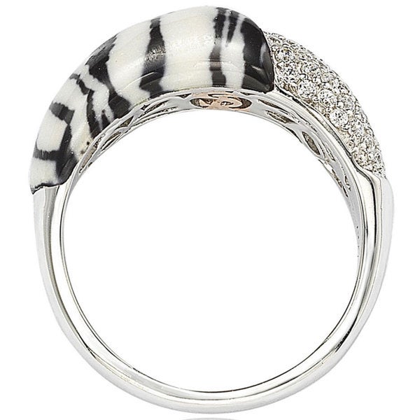 Suzy Levian Cubic Zirconia Sterling Silver Pave & Animal Print Ring
