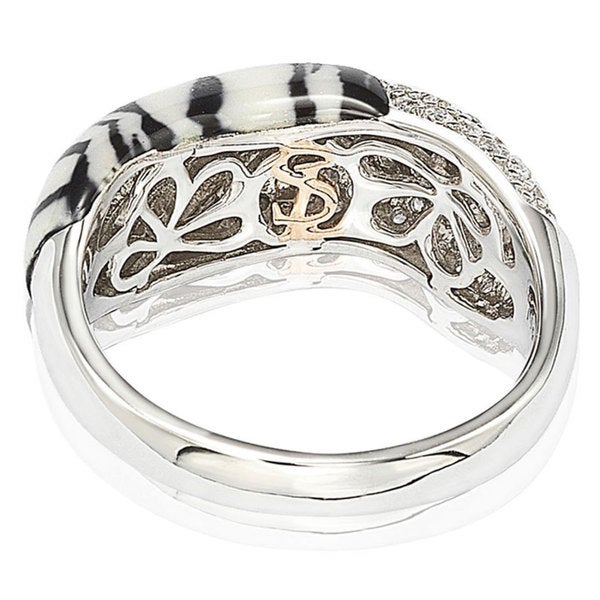 Suzy Levian Cubic Zirconia Sterling Silver Pave & Animal Print Ring