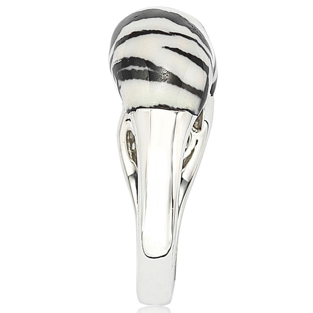 Suzy Levian Cubic Zirconia Sterling Silver Pave & Animal Print Ring