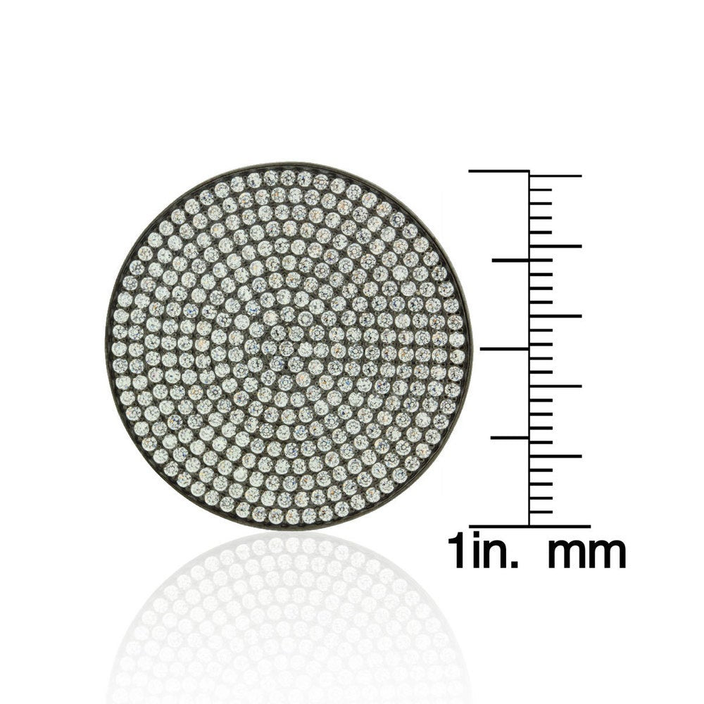 Suzy Levian Cubic Zirconia Sterling Silver Pave Medallion Ring