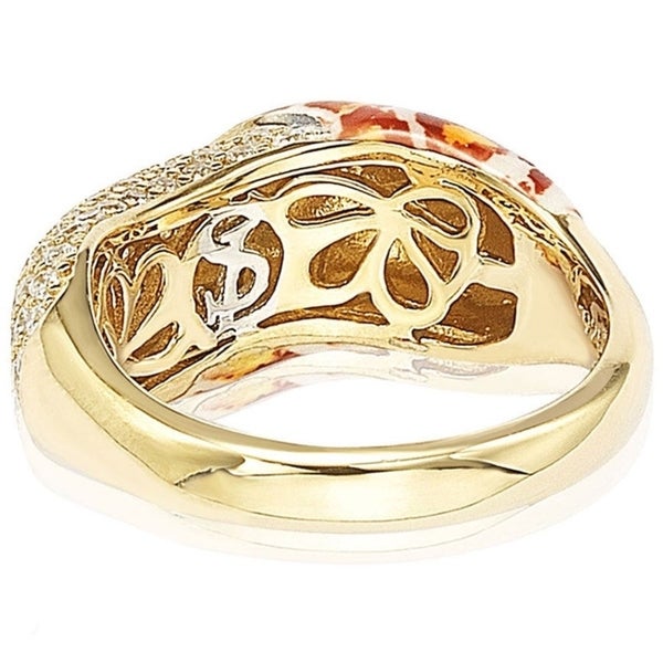 Suzy Levian Cubic Zirconia Sterling Silver Pave Yellow Leopard Ring