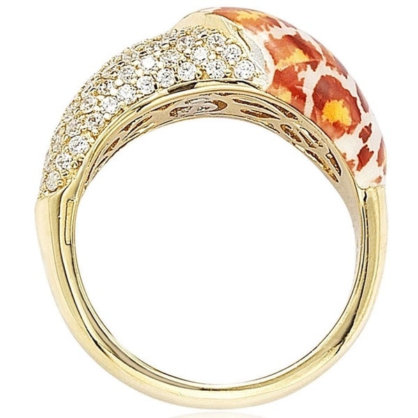 Suzy Levian Cubic Zirconia Sterling Silver Pave Yellow Leopard Ring