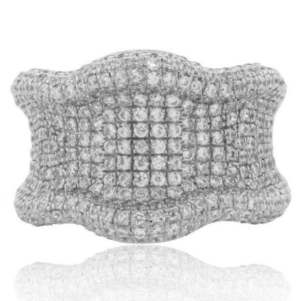 Suzy Levian Cubic Zirconia Sterling Silver Wavy Curved Ring