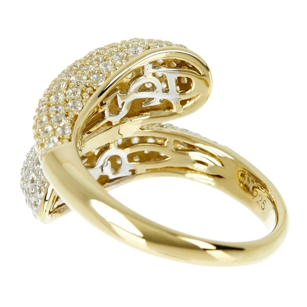 Suzy Levian Cubic Zirconia Two-Tone Sterling Silver Bypass Ring - Yellow