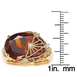 Suzy Levian Gold Plated Sterling Silver Brown Cubic Zirconia Ring