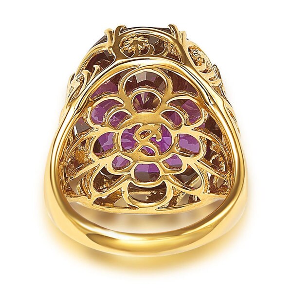 Suzy Levian Goldplated Sterling Silver Purple Cubic Zirconia Floral Ring