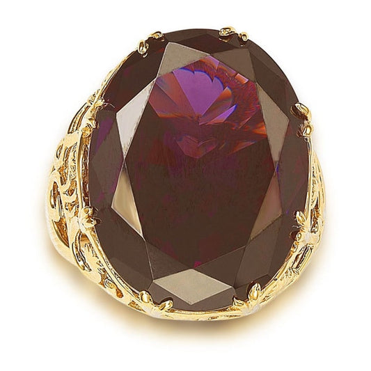 Suzy Levian Goldplated Sterling Silver Purple Cubic Zirconia Floral Ring