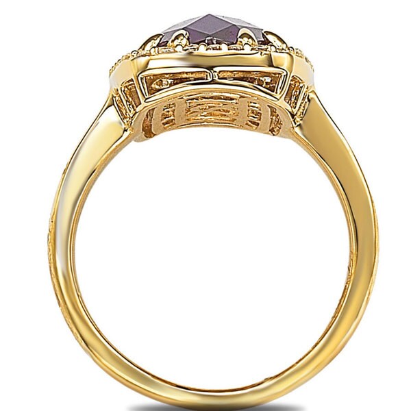 Suzy Levian Gold plated Sterling Silver Purple Cubic Zirconia Ring