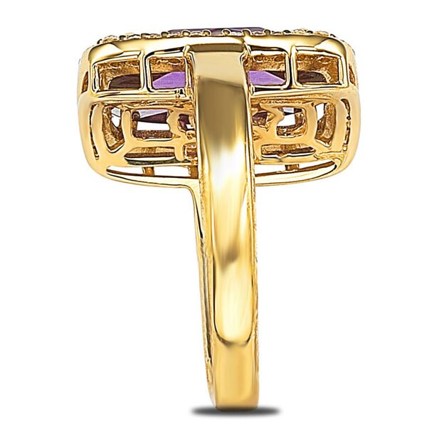 Suzy Levian Gold plated Sterling Silver Purple Cubic Zirconia Ring