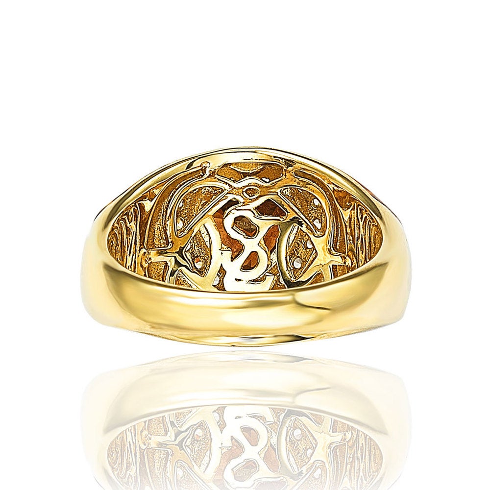 Suzy Levian Gold over Silver Brown Cubic Zirconia Animal Print Ring