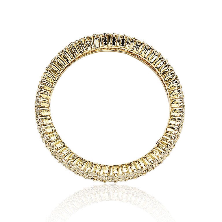 Suzy Levian Golden Sterling Silver Micro-Pave White Cubic Zirconia Eternity Band