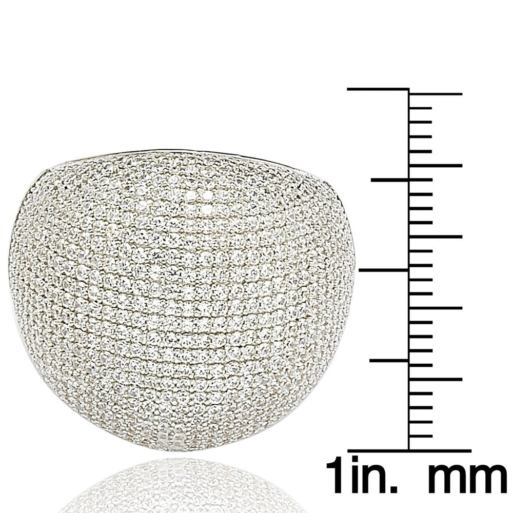 Suzy Levian White Sterling Silver Cubic Zirconia Pave Ring