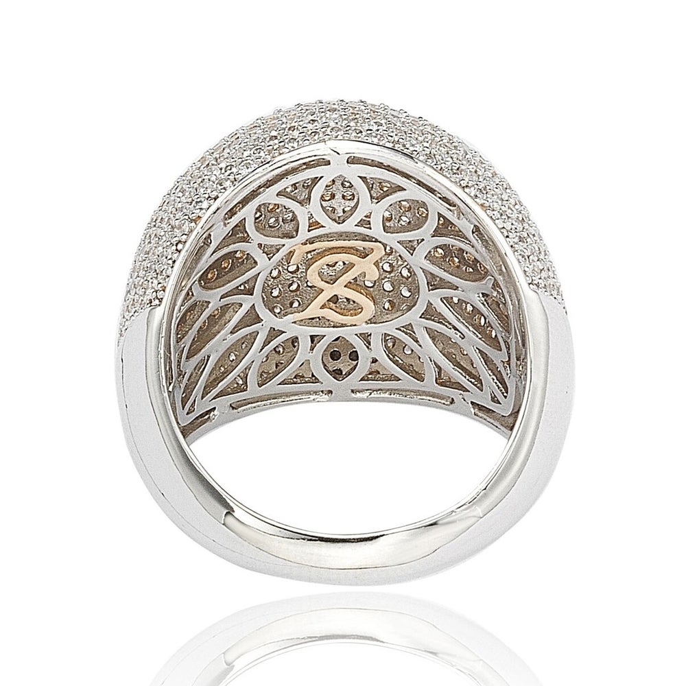 Suzy Levian White Sterling Silver Cubic Zirconia Pave Ring