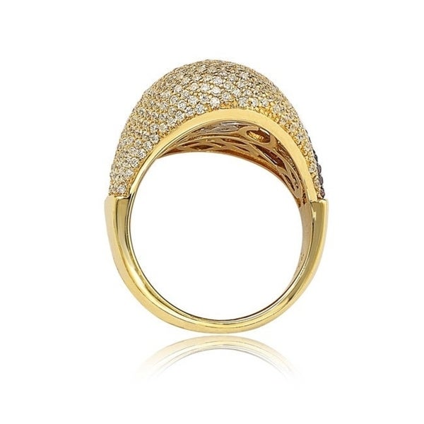 Suzy Levian Goldplated Red and White Cubic Zirconia Micro Pave Ring