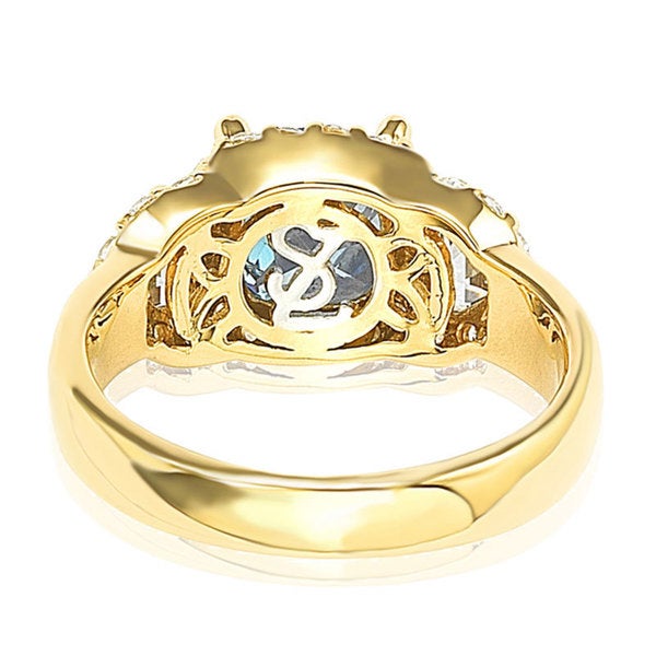 Suzy Levian Gold plated Sterling Silver Blue Cubic Zirconia Ring