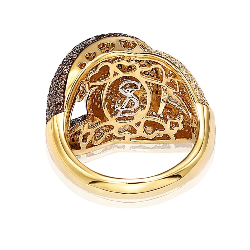 Suzy Levian Gold plated Sterling Silver Brown Cubic Zirconia Anniversary Ring