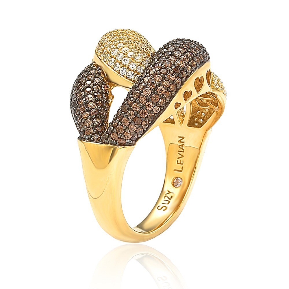 Suzy Levian Gold plated Sterling Silver Brown Cubic Zirconia Anniversary Ring