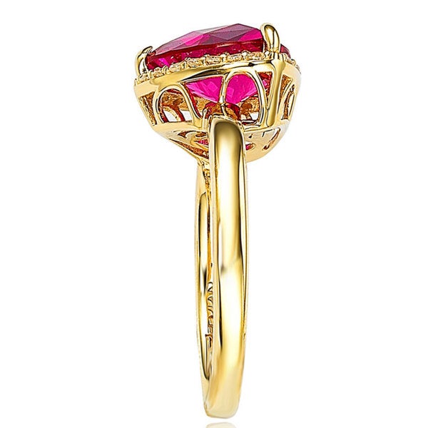 Suzy Levian Gold plated Sterling Silver Created Ruby Ring - Red