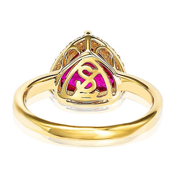 Suzy Levian Gold plated Sterling Silver Created Ruby Ring - Red