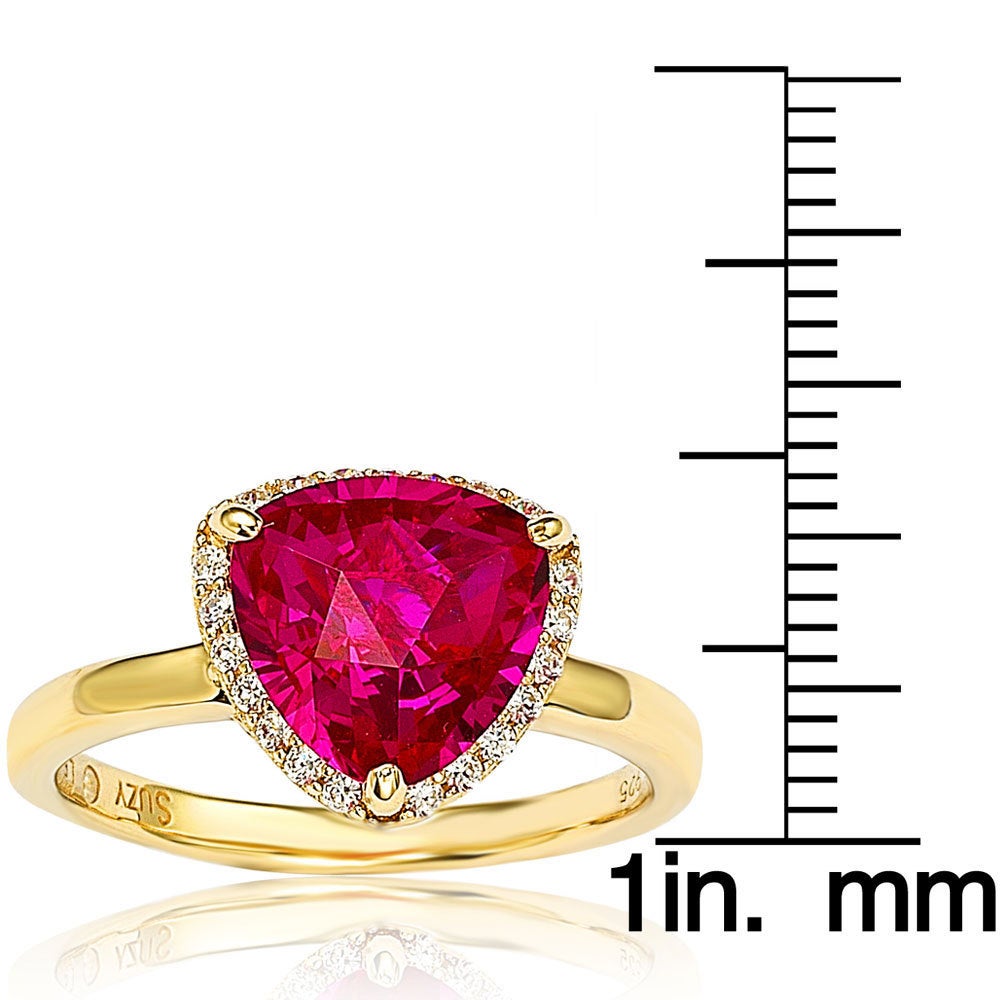 Suzy Levian Gold plated Sterling Silver Created Ruby Ring - Red