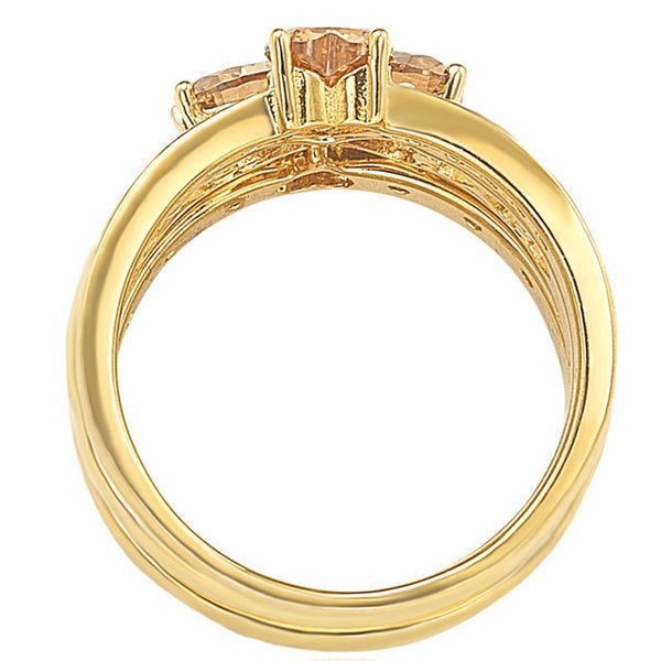 Suzy Levian Gold plated Sterling Silver Cubic Zirconia 3-piece Stackable Ring Set