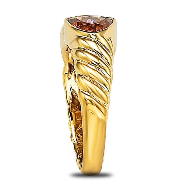 Suzy Levian Gold plated Sterling Silver Cubic Zirconia 3-stone Ring