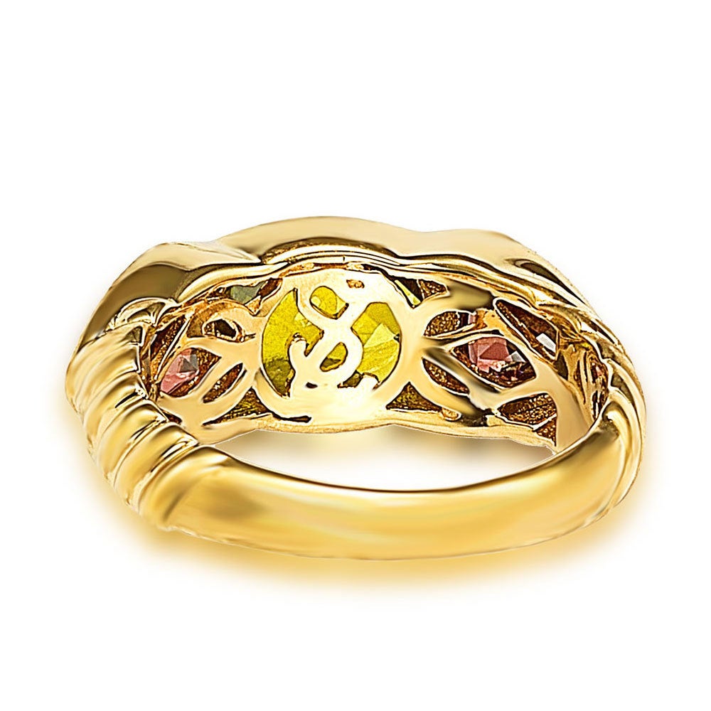 Suzy Levian Gold plated Sterling Silver Cubic Zirconia 3-stone Ring