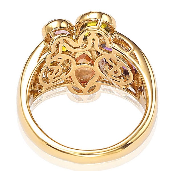 Suzy Levian Gold plated Sterling Silver Multi-colored Cubic Zirconia Ring