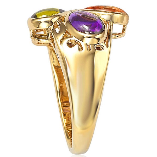 Suzy Levian Gold plated Sterling Silver Multi-colored Cubic Zirconia Ring