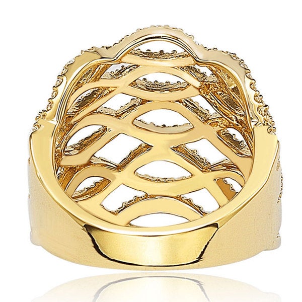 Suzy Levian Gold plated Sterling Silver Pave-set Cubic Zirconia 5-row Infinity Ring