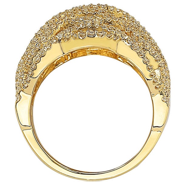 Suzy Levian Gold plated Sterling Silver Pave-set Cubic Zirconia 5-row Infinity Ring