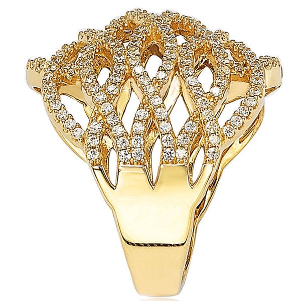 Suzy Levian Gold plated Sterling Silver Pave-set Cubic Zirconia 5-row Infinity Ring