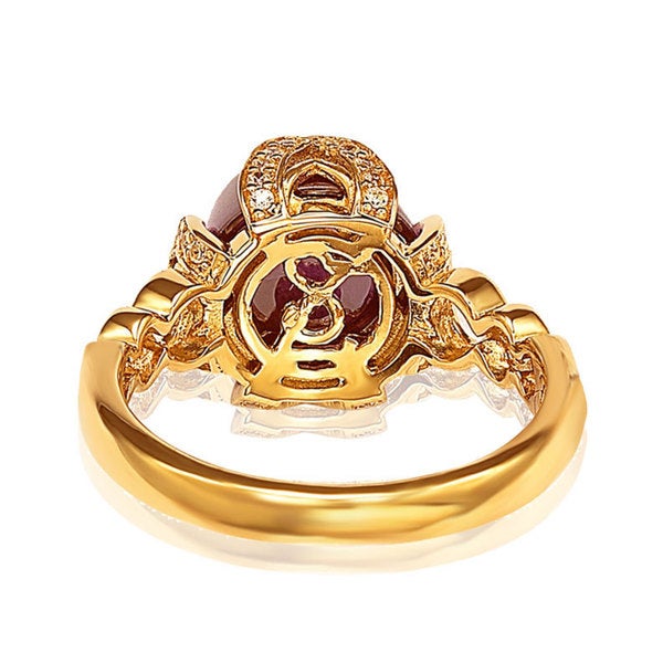 Suzy Levian Gold plated Sterling Silver Purple Cabochon Cubic Zirconia Ring