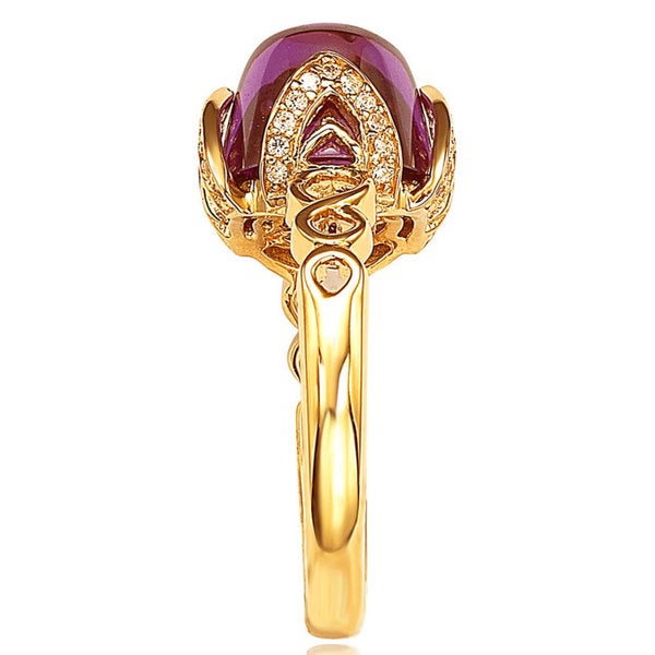 Suzy Levian Gold plated Sterling Silver Purple Cabochon Cubic Zirconia Ring
