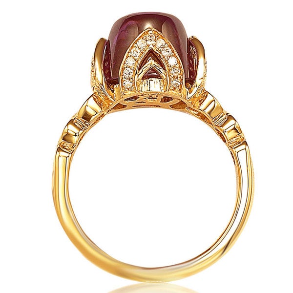 Suzy Levian Gold plated Sterling Silver Purple Cabochon Cubic Zirconia Ring