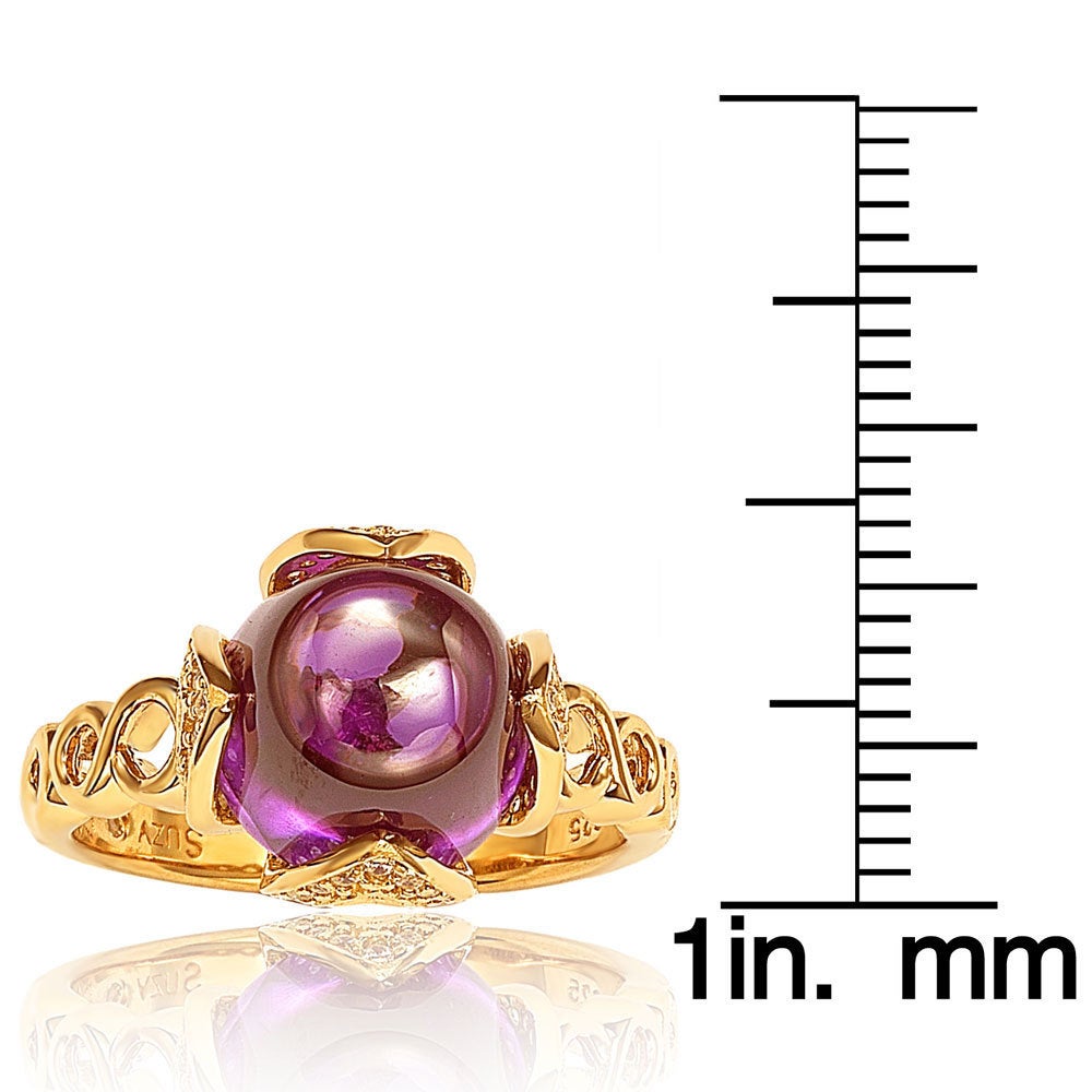 Suzy Levian Gold plated Sterling Silver Purple Cabochon Cubic Zirconia Ring