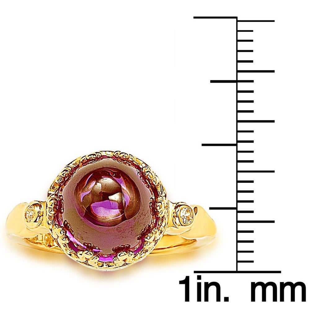 Suzy Levian Gold plated Sterling Silver Purple Cubic Zirconia Cocktail Ring
