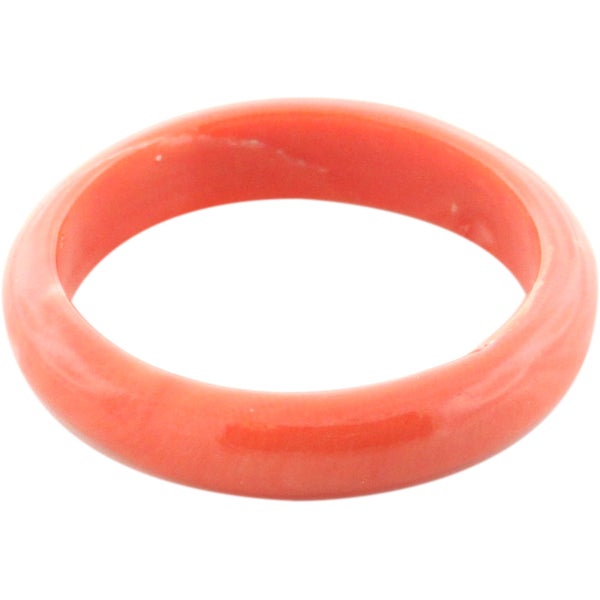 Suzy Levian Italian Hand Carved 6.3ct Natural Coral Gem Eternity Band Ring