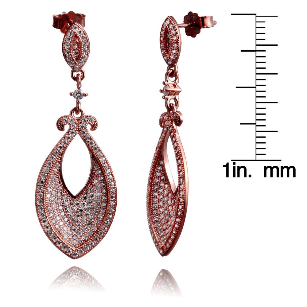 Suzy Levian Rose Goldtone Sterling Silver Cubic Zirconia Concave Dangle Earrings