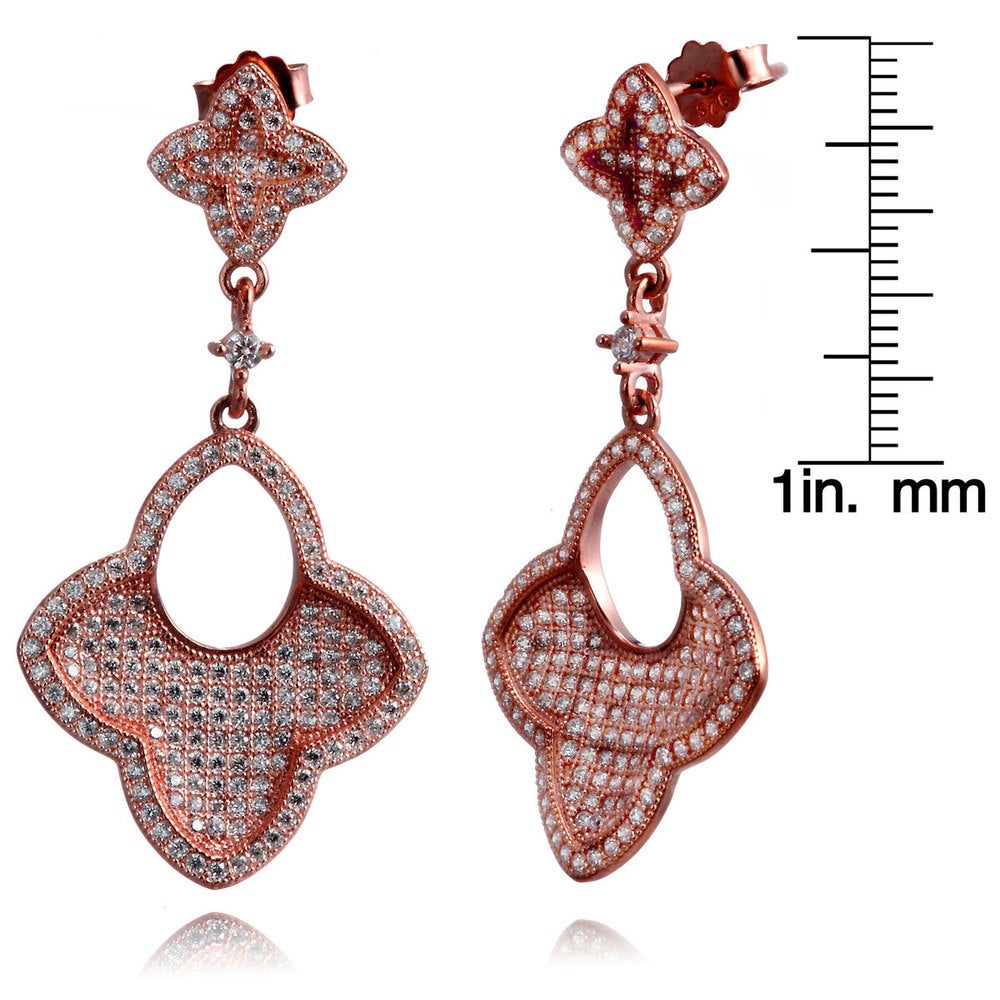 Suzy Levian Rose Goldtone Sterling Silver Cubic Zirconia Concave Dangle Earrings