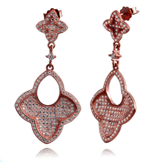 Suzy Levian Rose Goldtone Sterling Silver Cubic Zirconia Concave Dangle Earrings