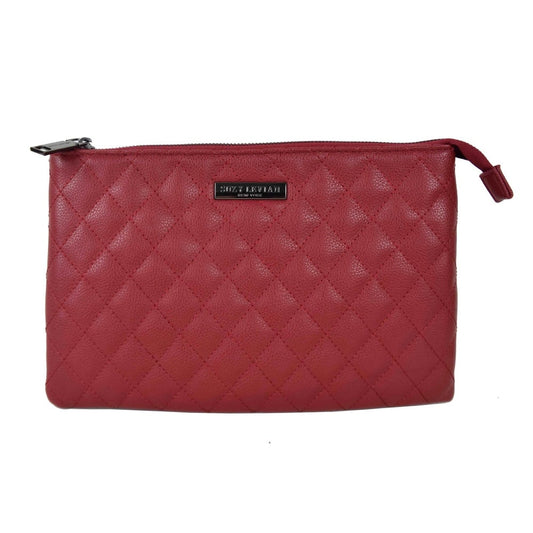 Suzy Levian Large Quilted Jewelry Travel Case in Red