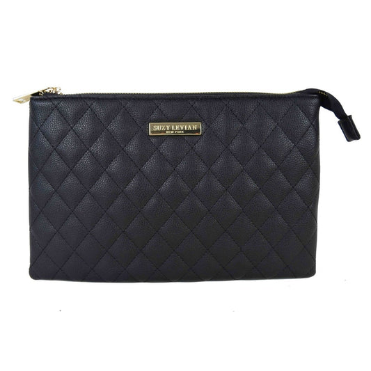 Suzy Levian Large Quilted Jewelry Travel Case in Black