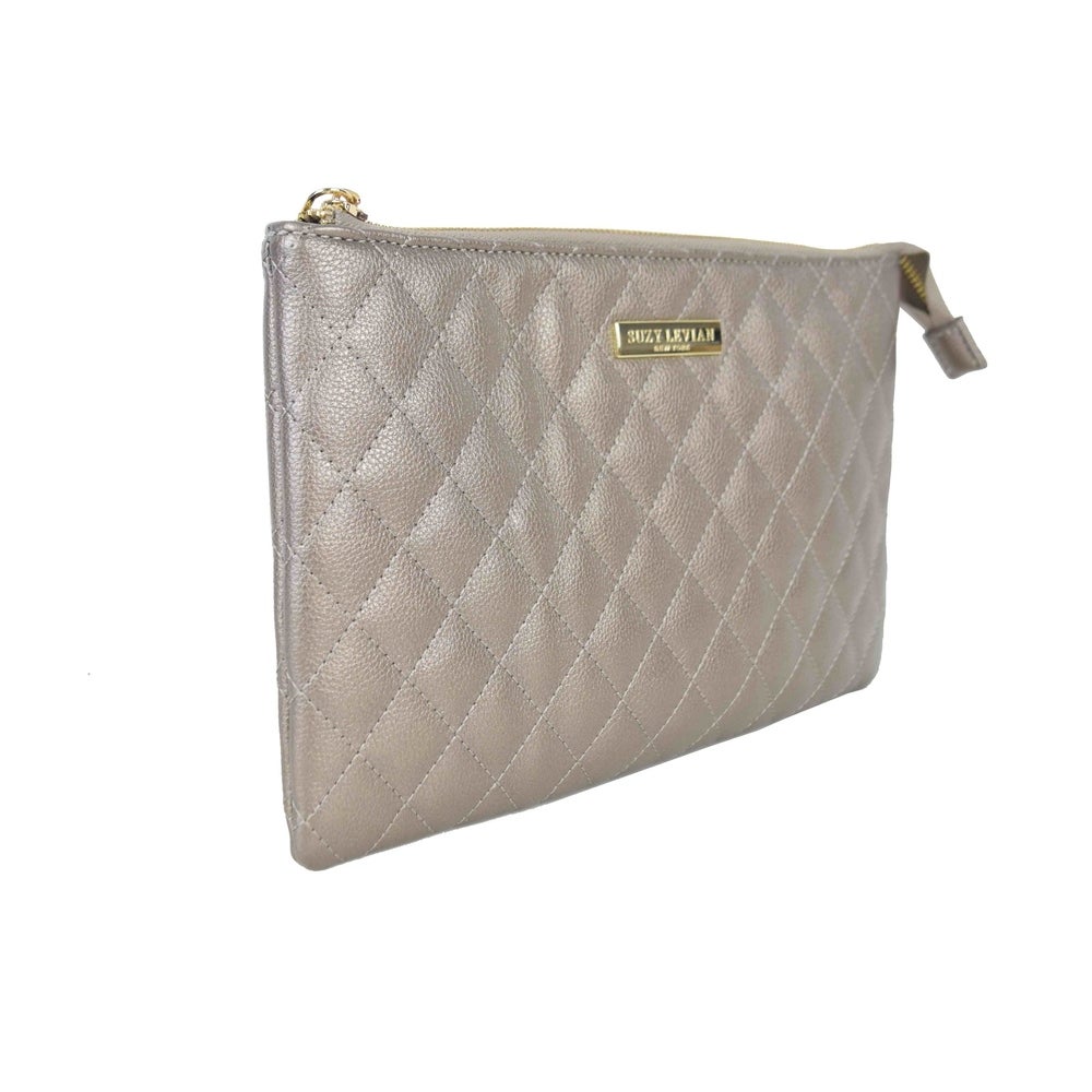 Suzy Levian Large Quilted Jewelry Travel Case in Champagne