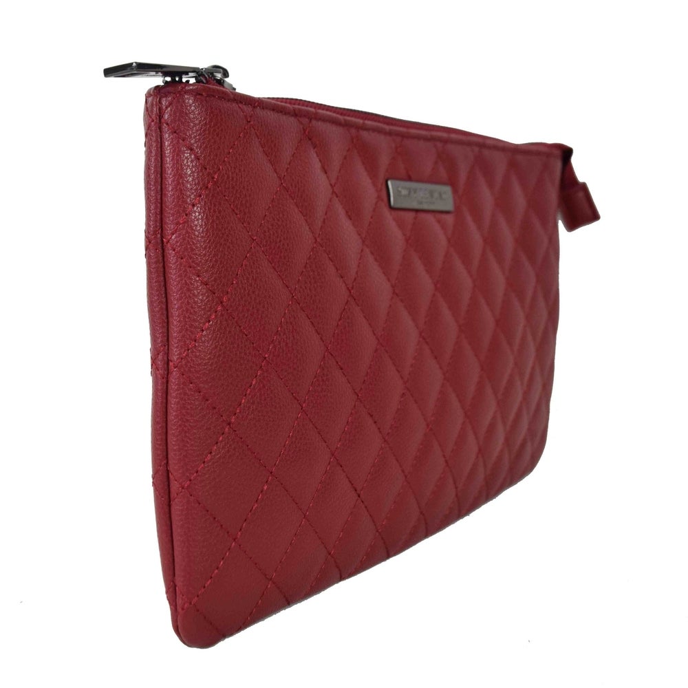 Suzy Levian Large Quilted Jewelry Travel Case in Red