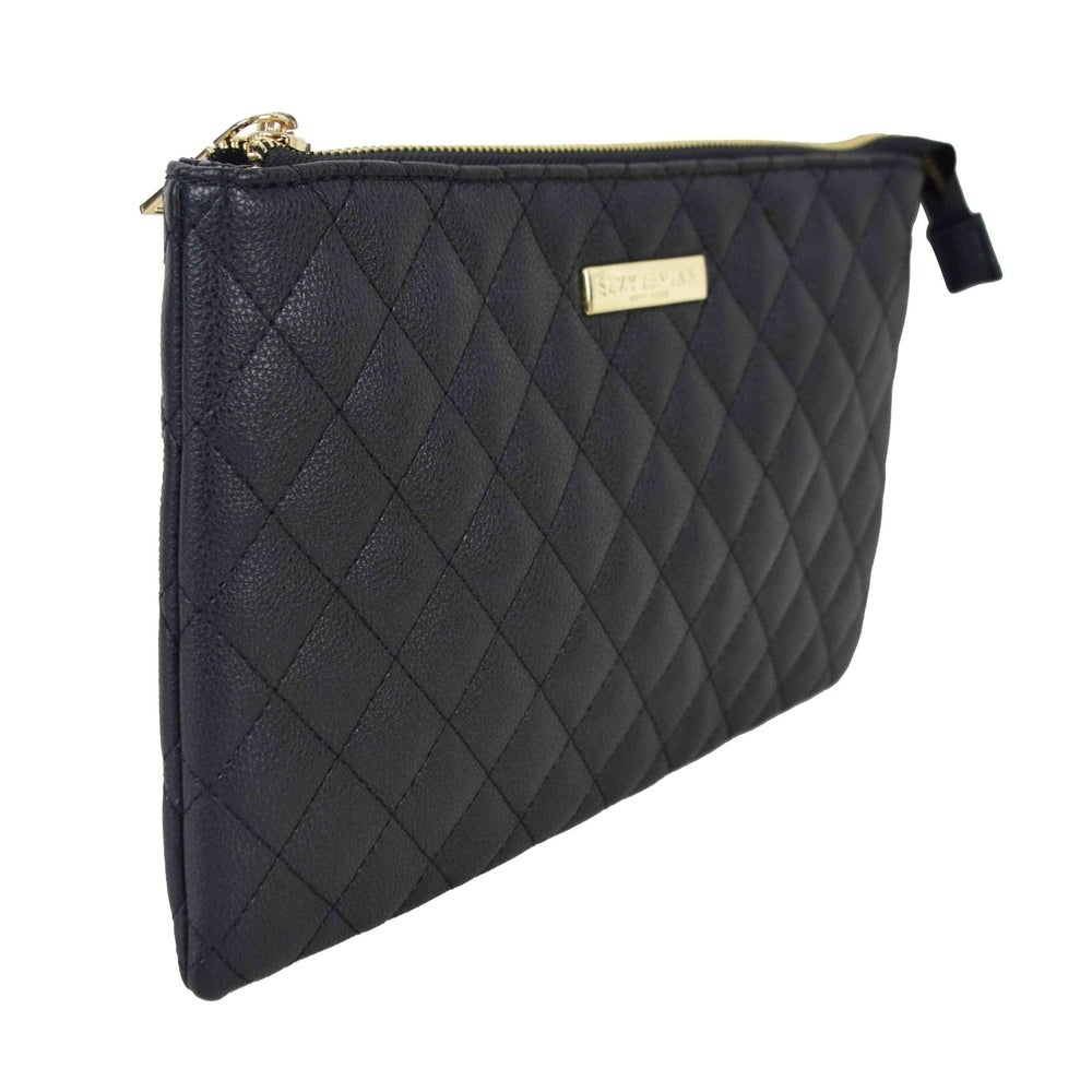 Suzy Levian Large Quilted Jewelry Travel Case in Black